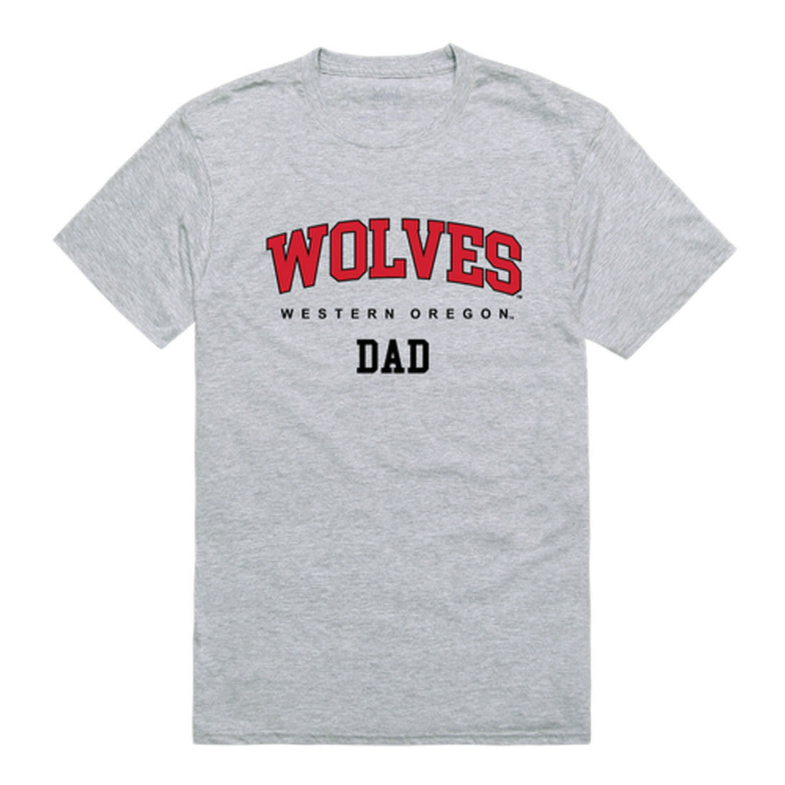 Western Oregon University Wolves Dad Tee T-Shirt - Heather Grey, Small