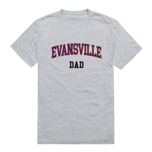 University of Evansville Purple Aces Dad Tee T-Shirt - Heather Grey, Small