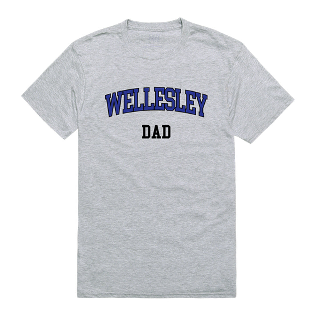 Wellesley College Blue Dad Tee T-Shirt - Heather Grey, Small