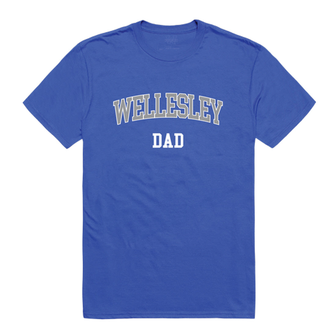 Wellesley College Blue Dad Tee T-Shirt - Heather Grey, Small