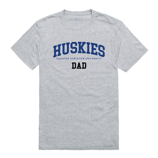 Houston Baptist University Huskies Dad Tee T-Shirt - Heather Grey, Small